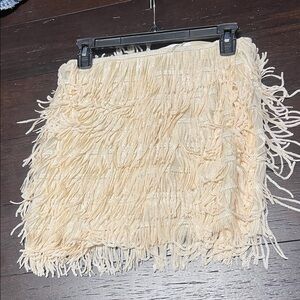 H&M Cream Fringe Mini Skirt